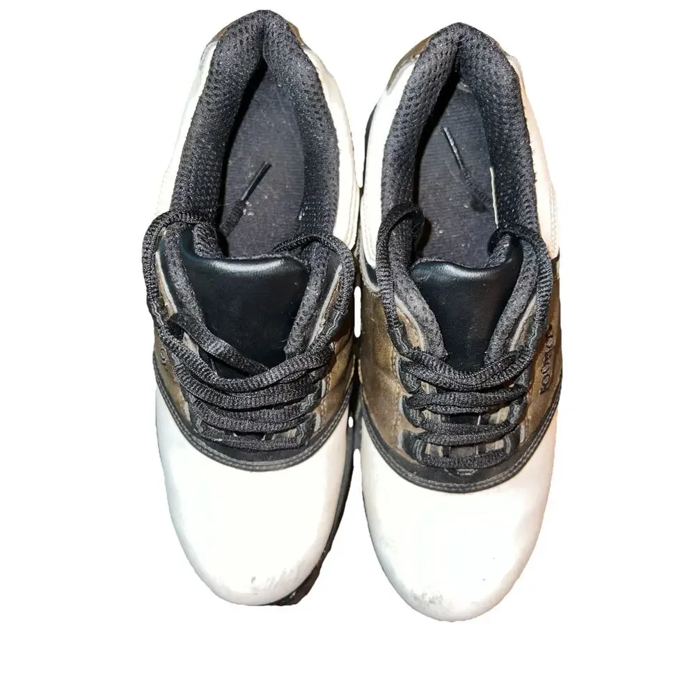 Footjoy Boys Greenjoys White Brown Lace Up Golf Cleats Shoes Size 4 M